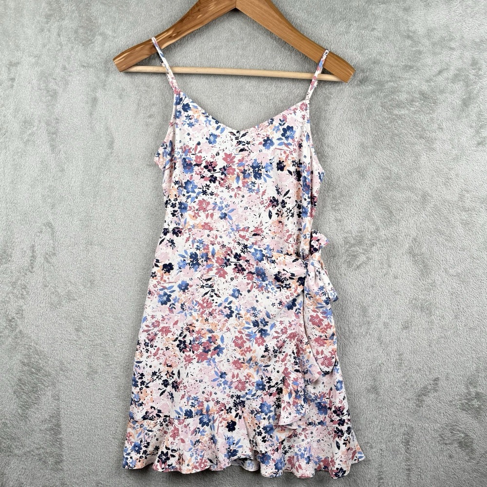Altar'd State Dress Women S Floral Faux Wrap Spaghetti Strap Ruffle Smocked Back
